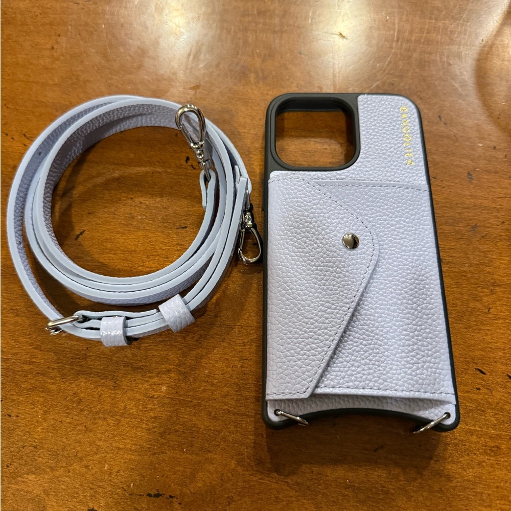 Periwinkle Leather Flip Phone Case with Textured Finish